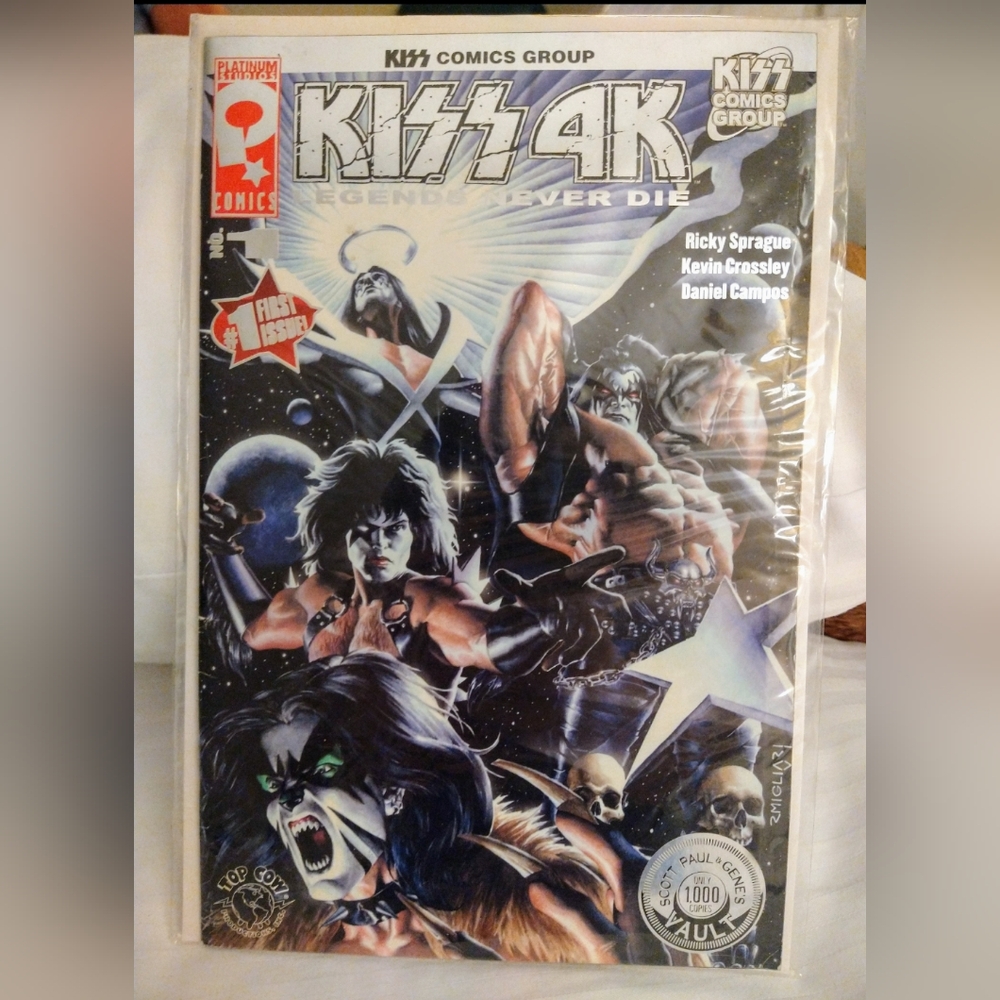 KISS 4K Scott, Paul & Gene's Vault Silver Foil Variant Comic Book Promo (Rare)